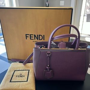 Authentic Fendi purple Saffiano 2 Jour shoulder bag